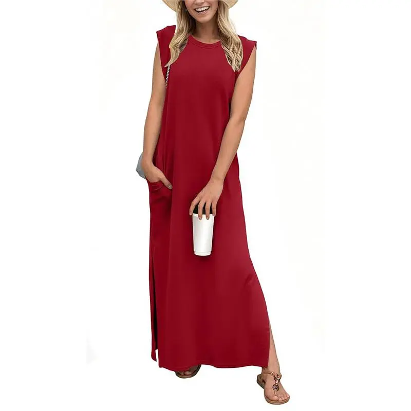 Women's Summer Maxi Dress with Pockets – Wrinkle-Free, Casual & Comfy