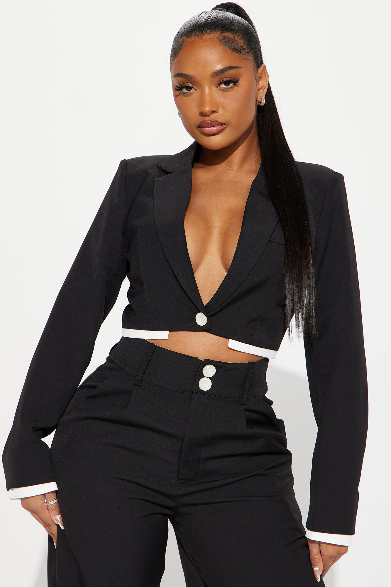 Fashionably Late Pant Set - Black