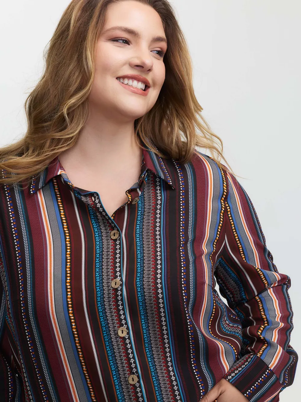 Colorful Stripe Button-Down Shirt