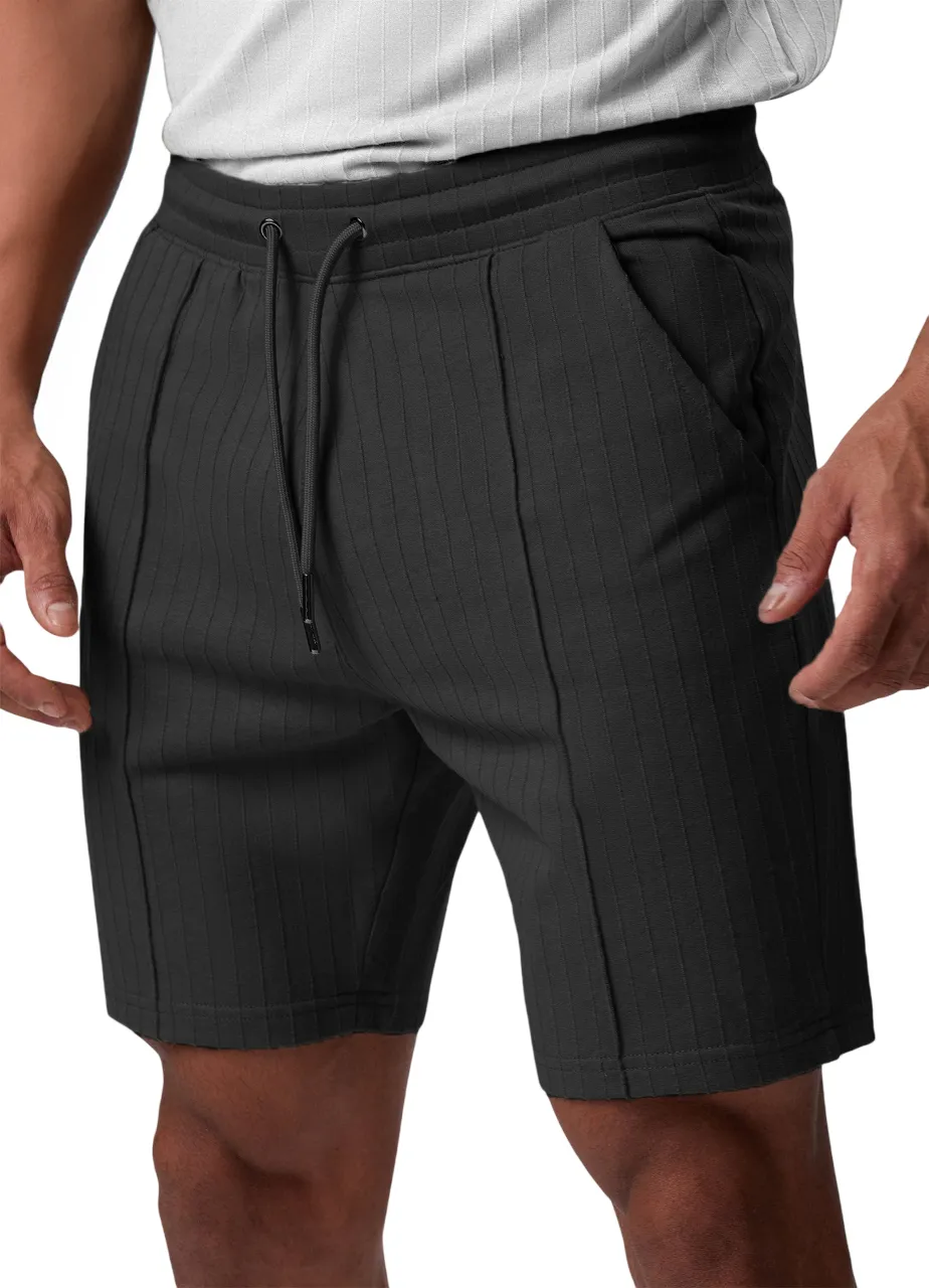 Men's Pleated Stretch Casual Shorts with Side Pockets