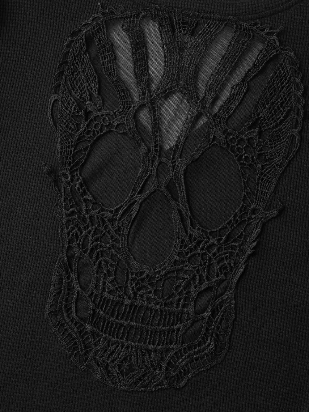 Sheer Lace Back Textured Sweatshirt