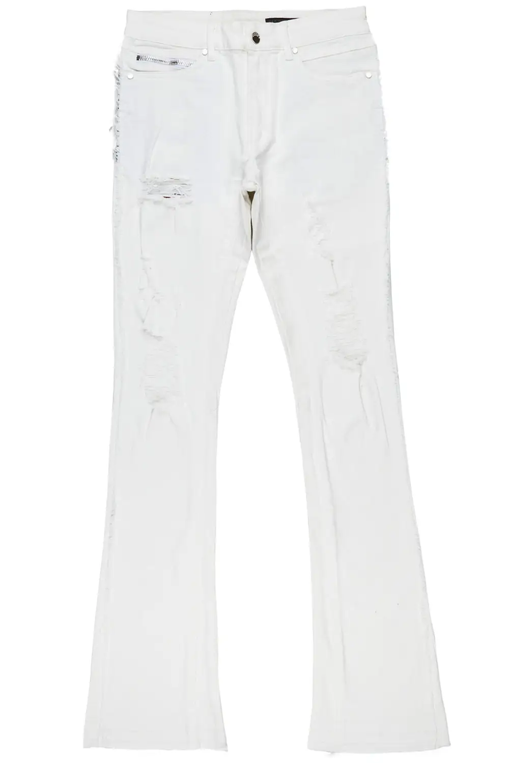 Vanni White Stacked Flare Jean