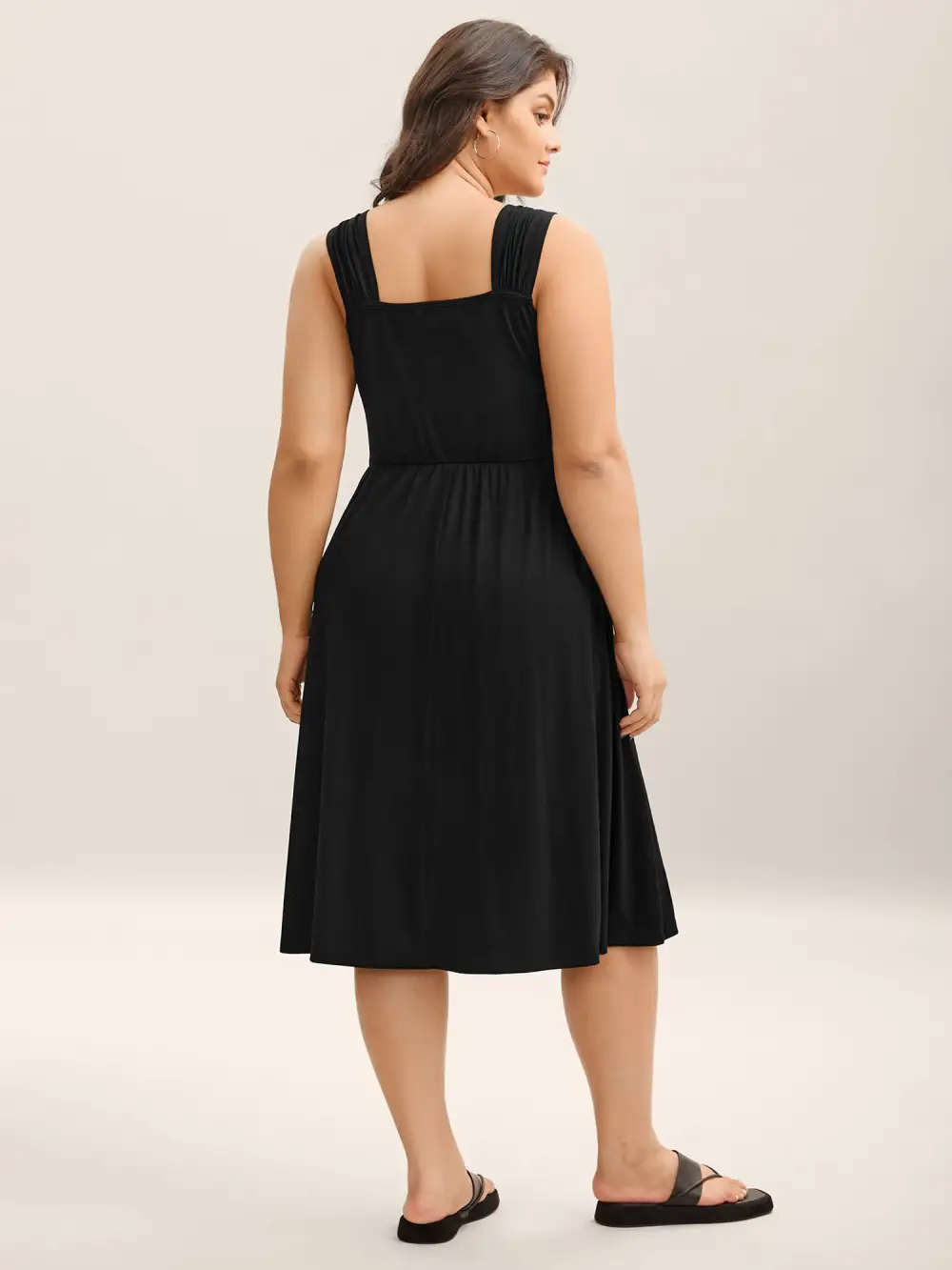 Crosswrap Bodice Pockets Midi Dress