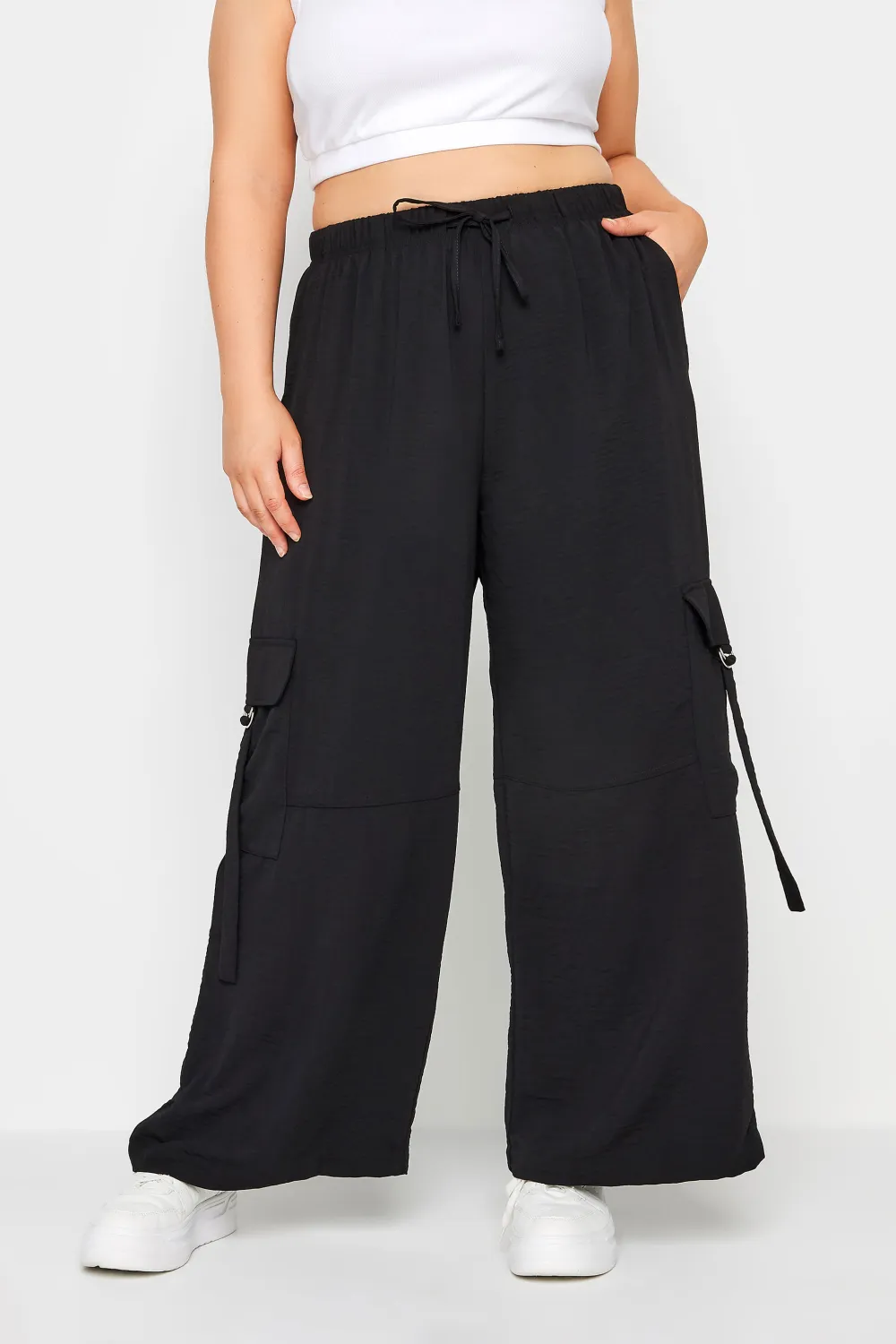 YOURS Curve Sage Green Twill Cargo Trousers