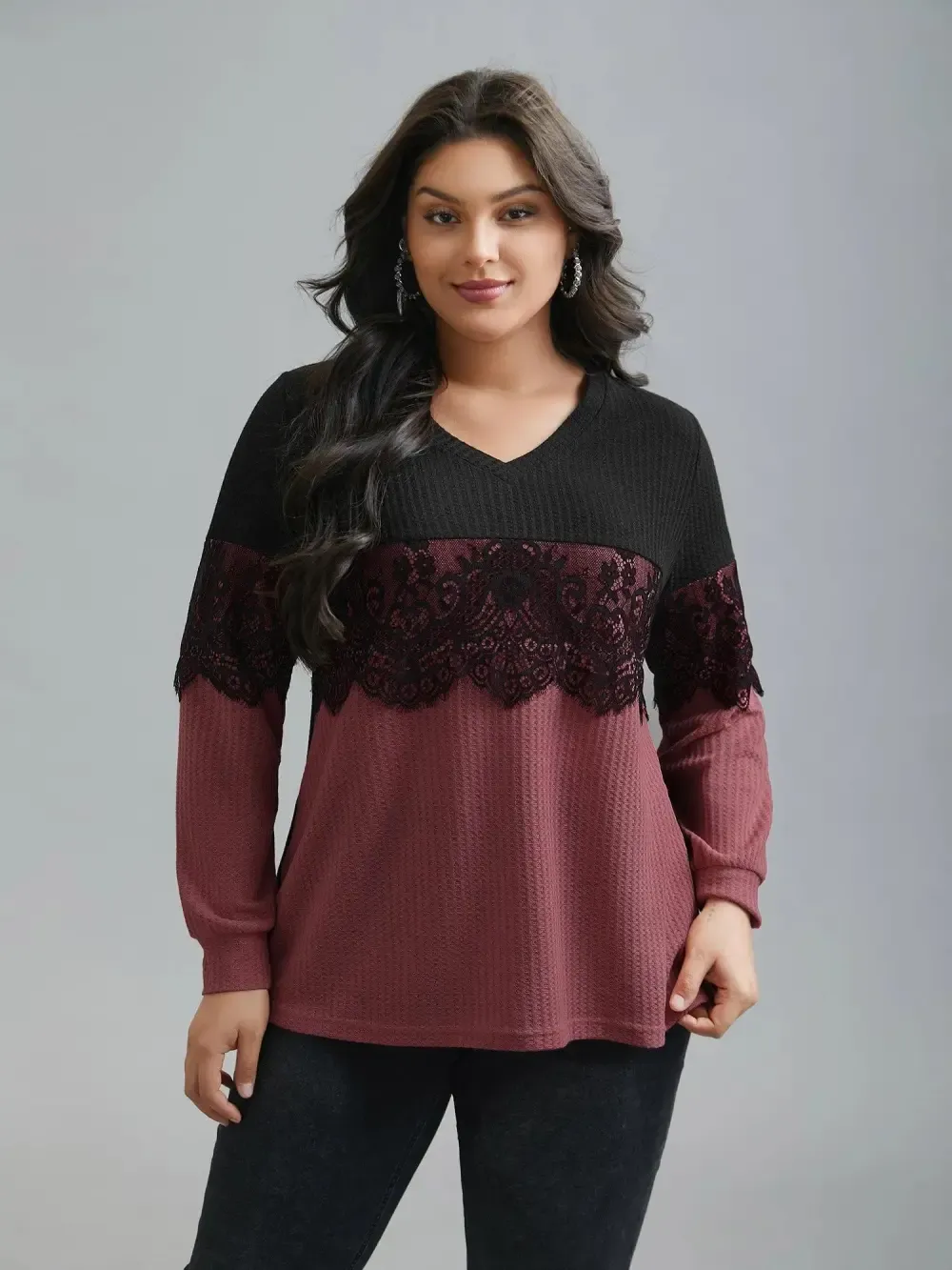 Crochet Lace Mesh Contrast Patchwork Top
