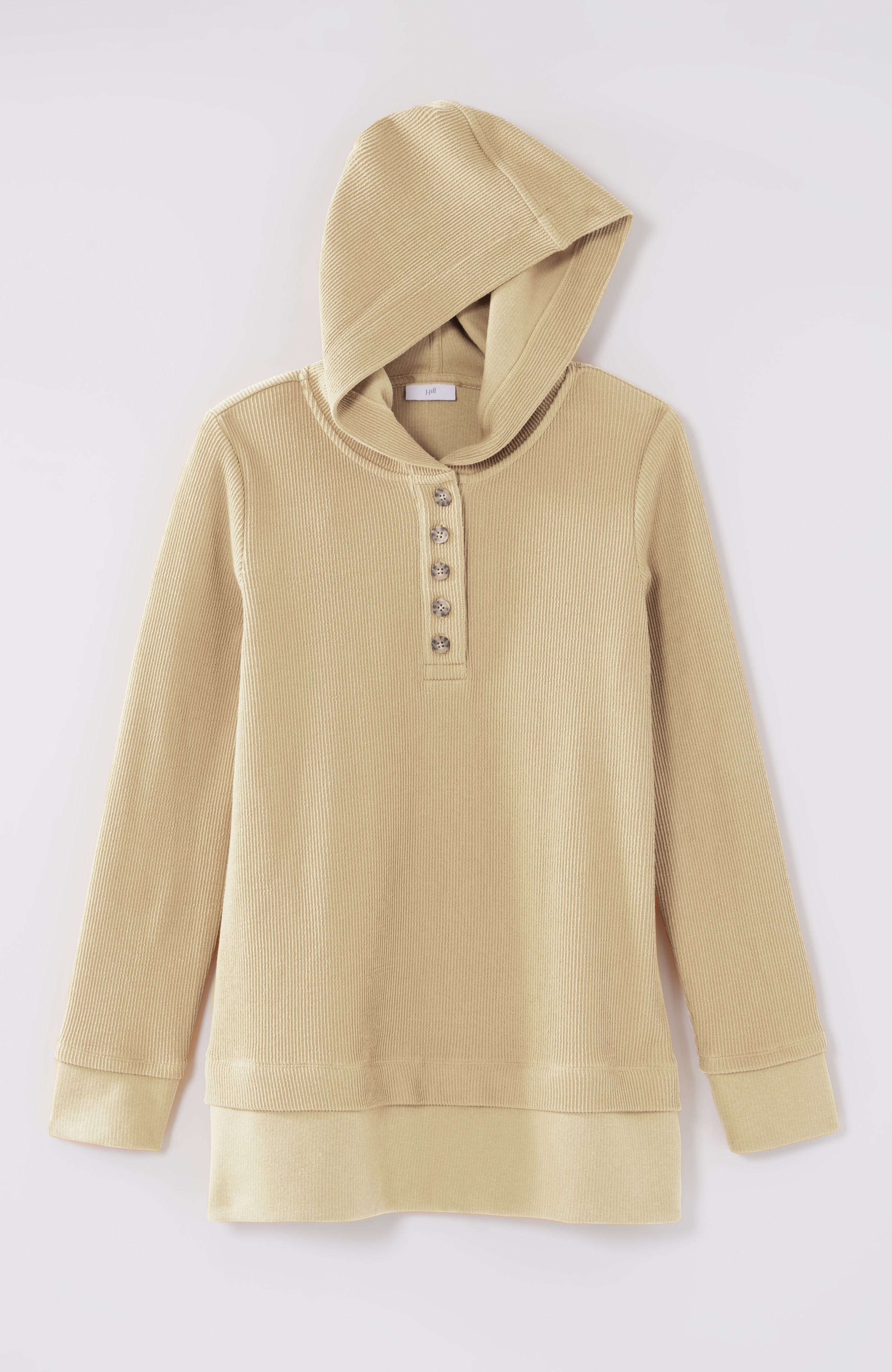 Textured-Knit Hoodie Tunic