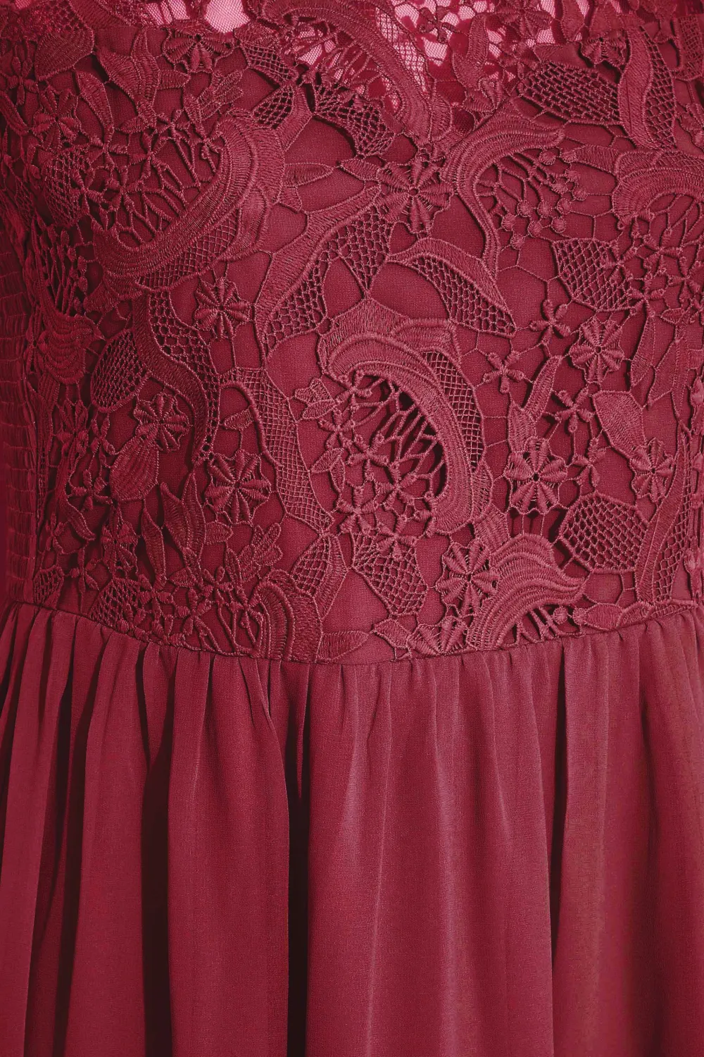 YOURS LONDON Curve Burgundy Red Lace Front Chiffon Maxi Dress