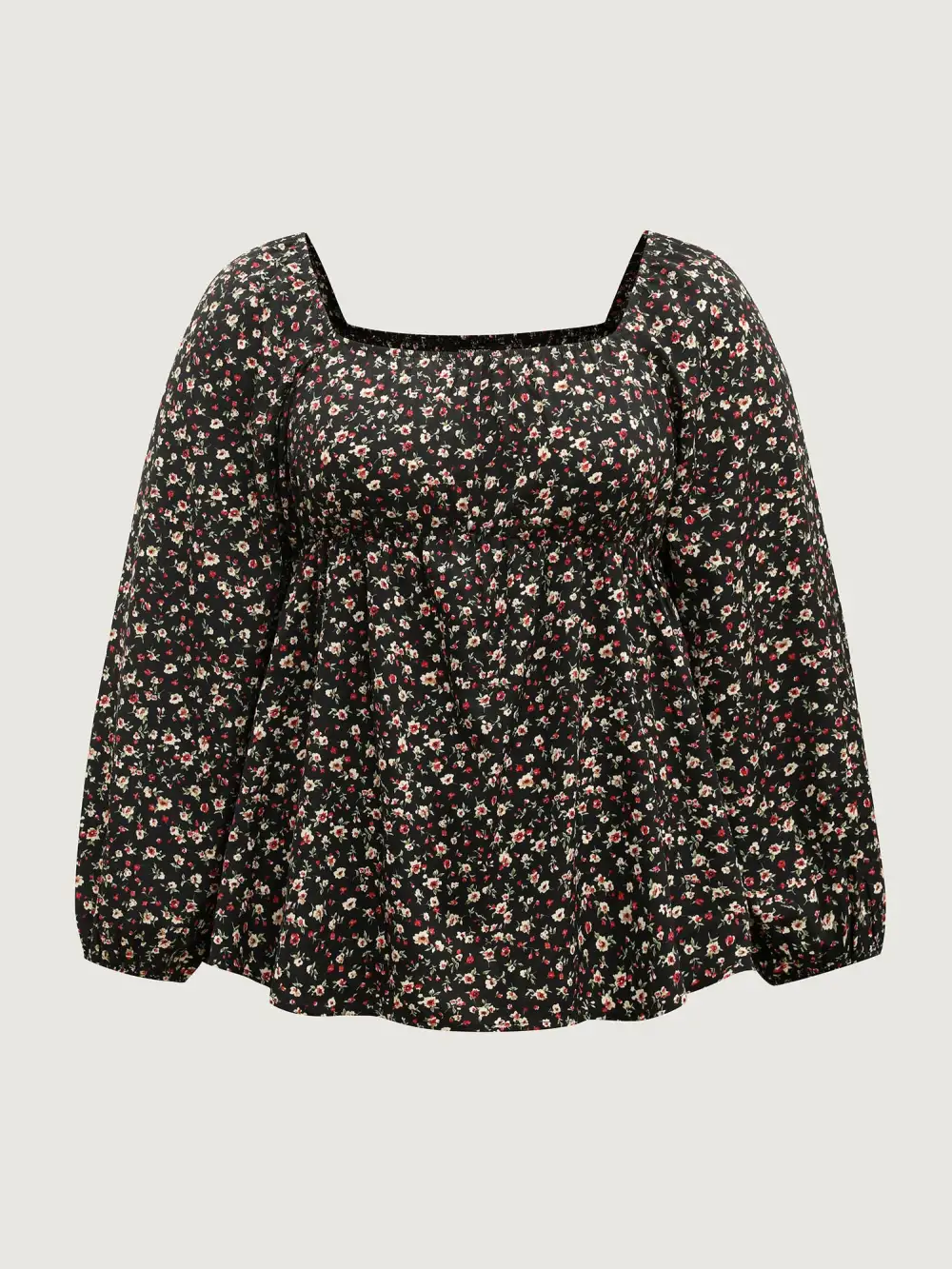 Floral Print Shirred Bodice Puff Sleeve Blouse