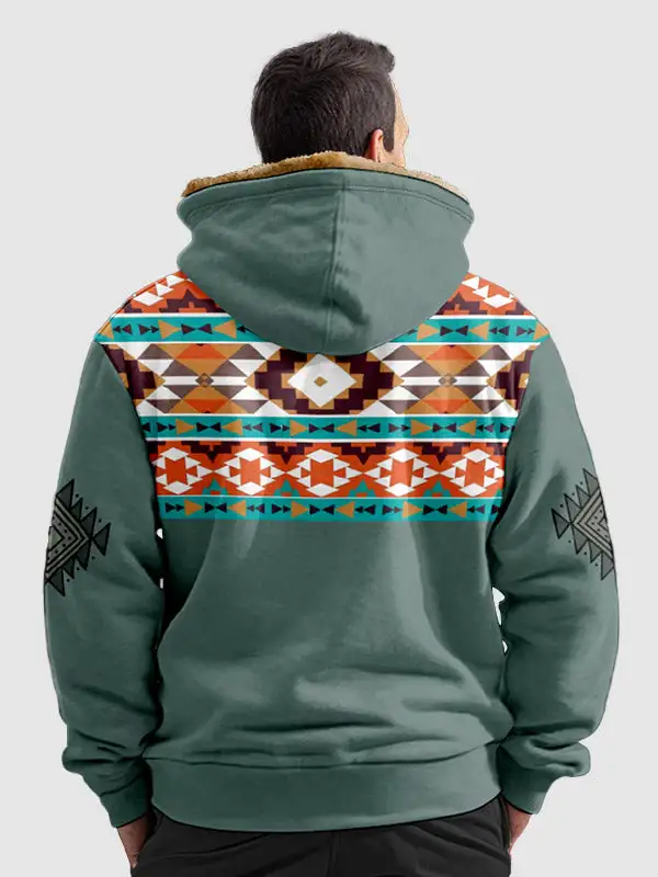 Men's Vintage Fleece Full Zip Hoodie Fleece Sherpa Jacket