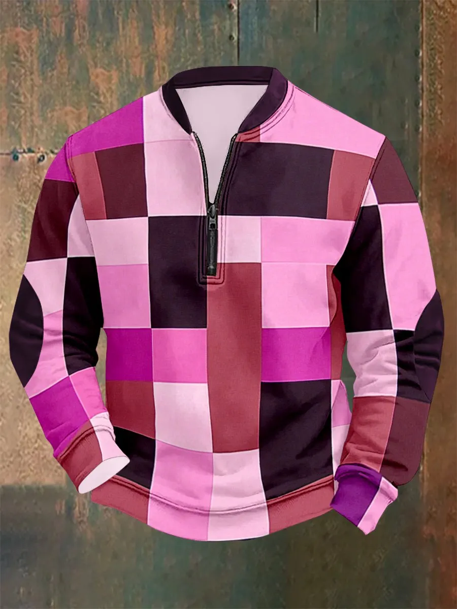 Men's Vintage Geometric Style Print Sweatshirt