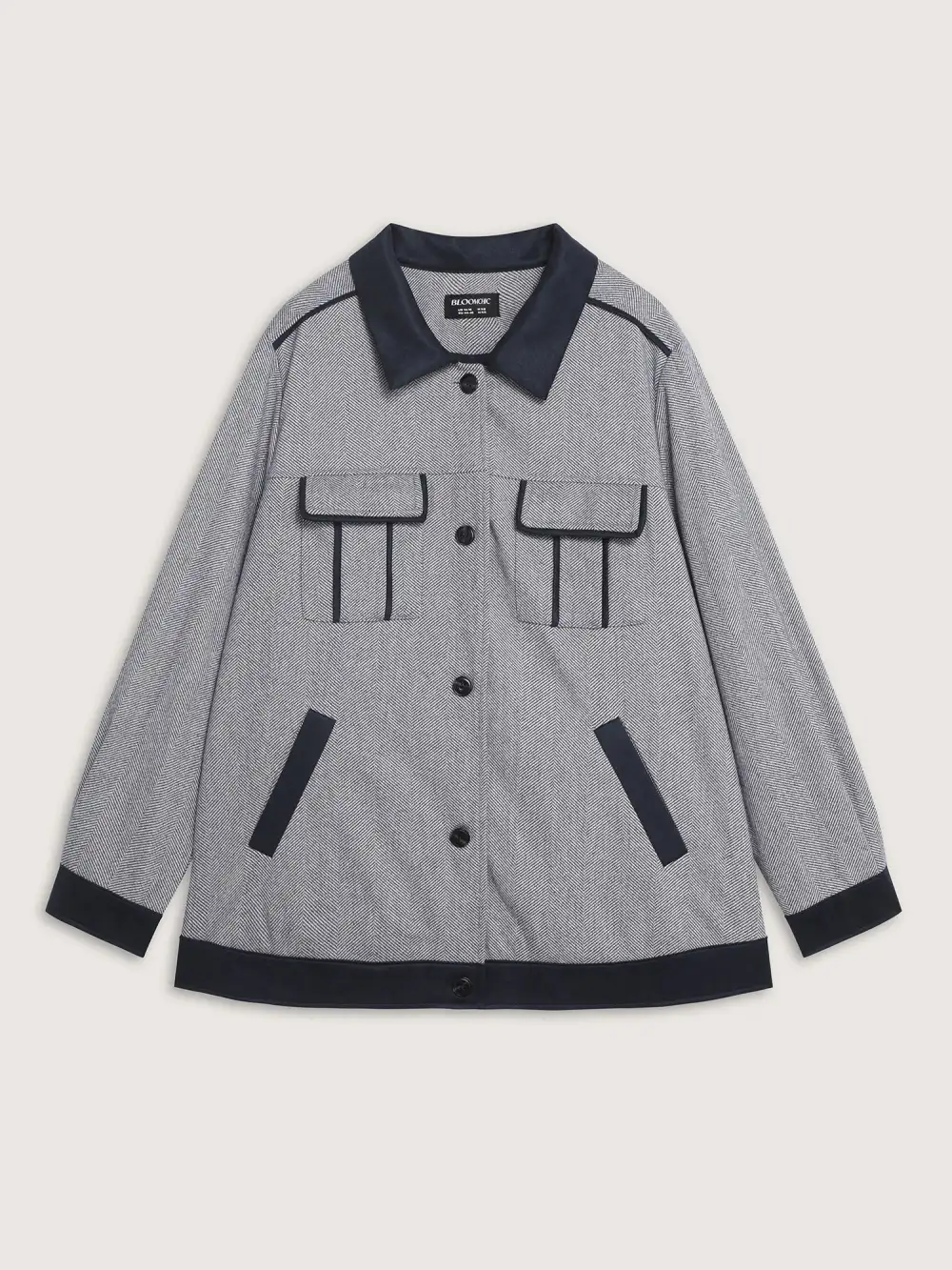 Mixed Material Lined Contrast Jacket