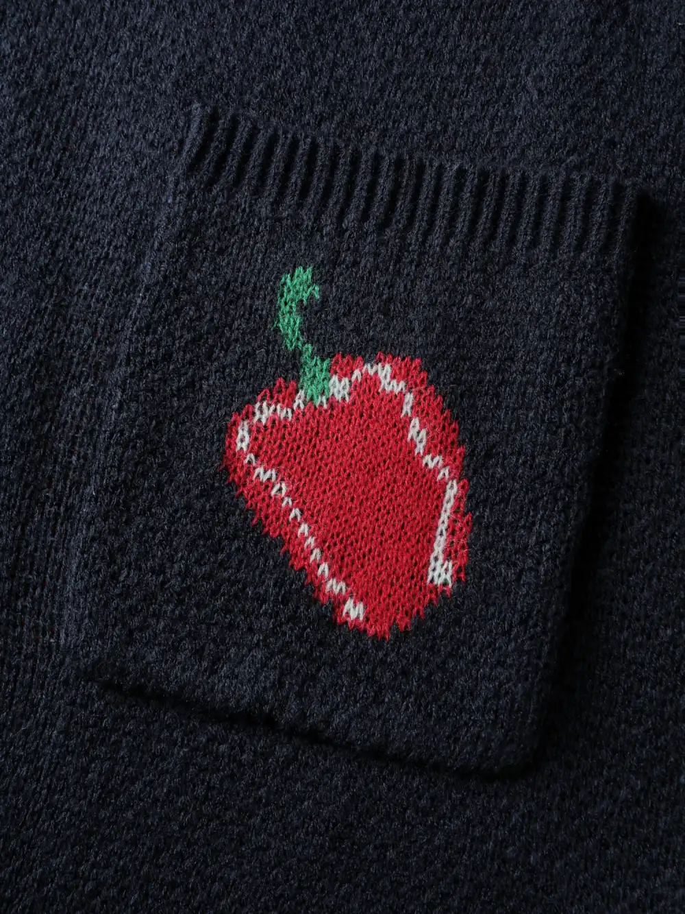 Tomato Chili Print Button Knit Cardigan