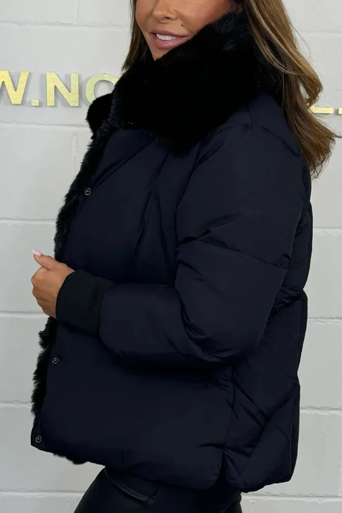 Faux Fur Collar Puffer Coat