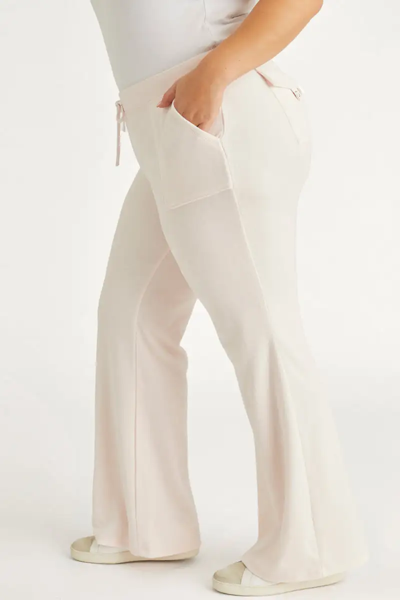 Plus-Size Hollywood Snap Pocket Cotton Velour Track Pants