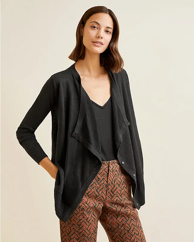 Easy Linen Drape-Front Cardigan