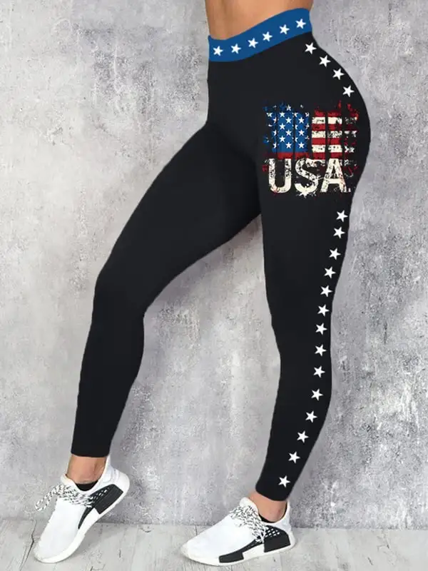 Women's Independence Day Printed Yoga Leggings