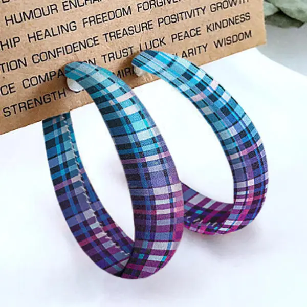 Gradient Plaid Large Circle Earrings