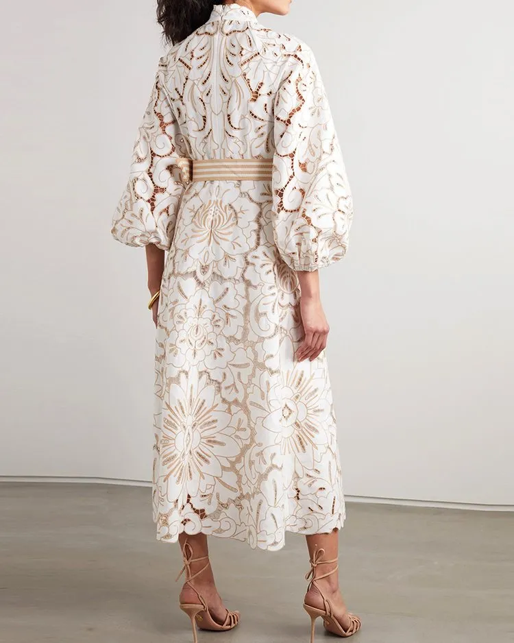 Ladies lace mid-length dress hollow