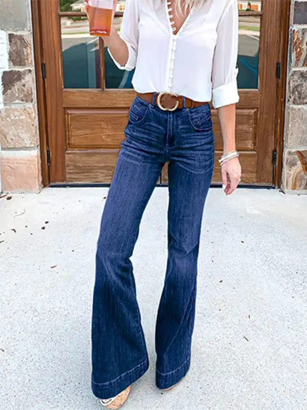 Slim Flared High Waist Wide Leg Jeans