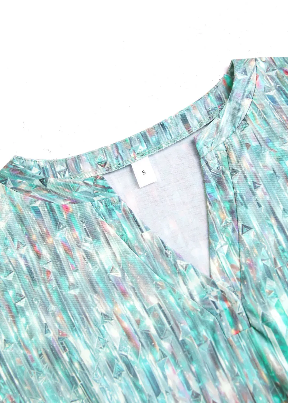 Sage Green Dazzle Colorful Print Long Sleeve T Shirt