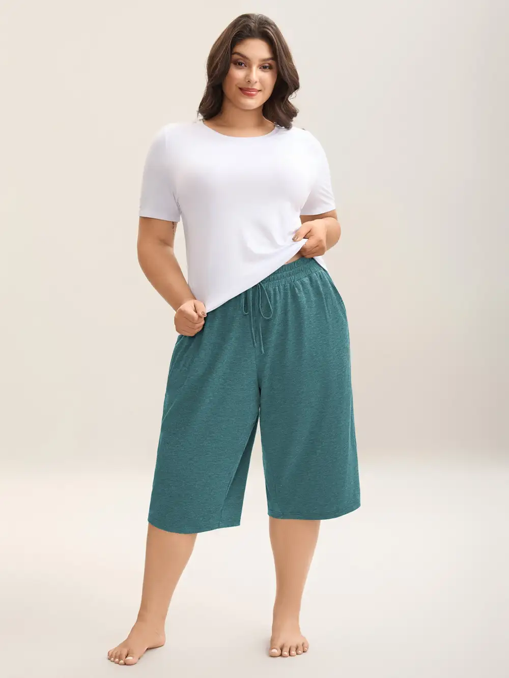 Mixed Color Knit Drawstring Loungewear Bottoms