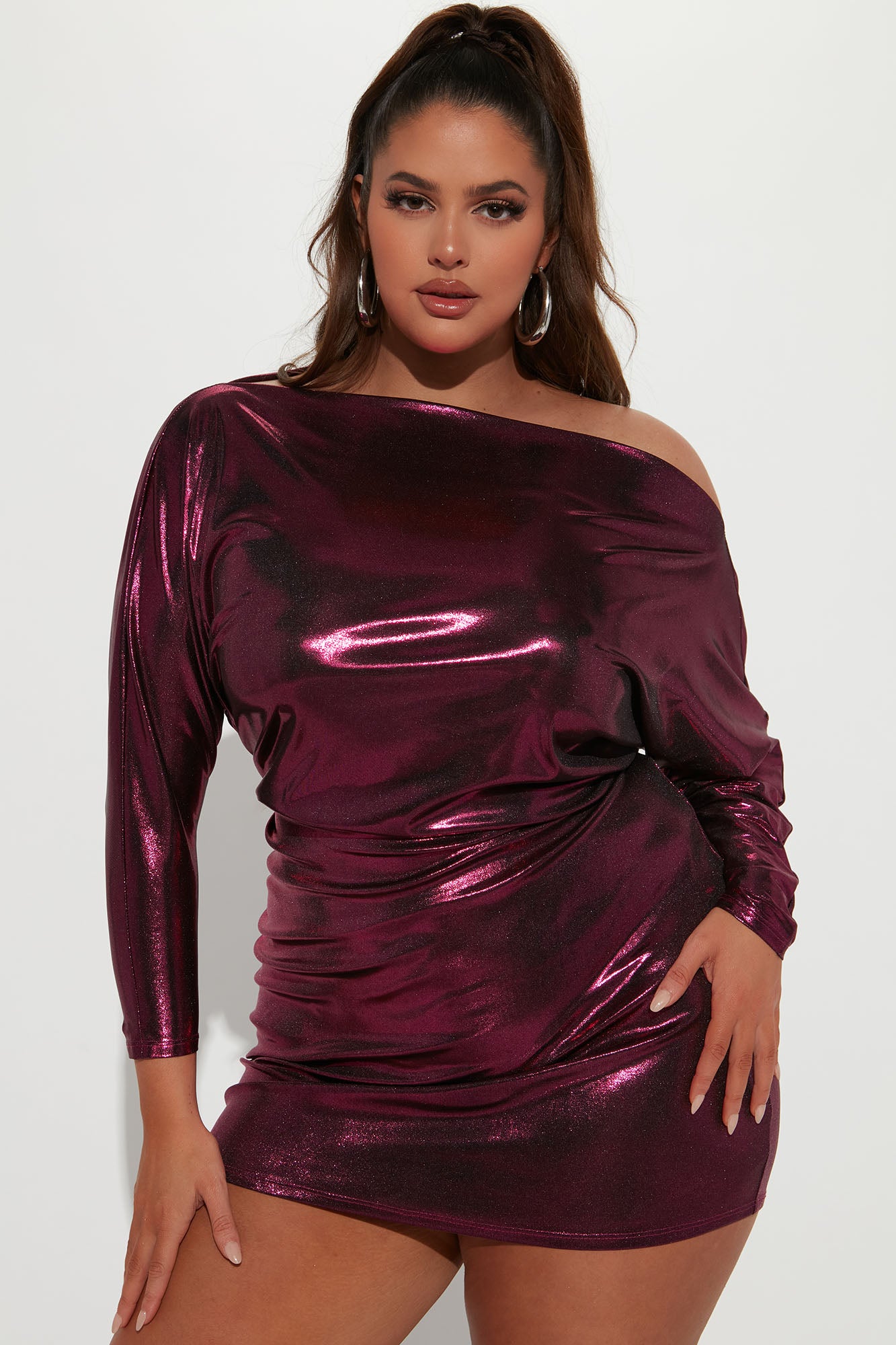 Becky Metallic Mini Dress - Magenta