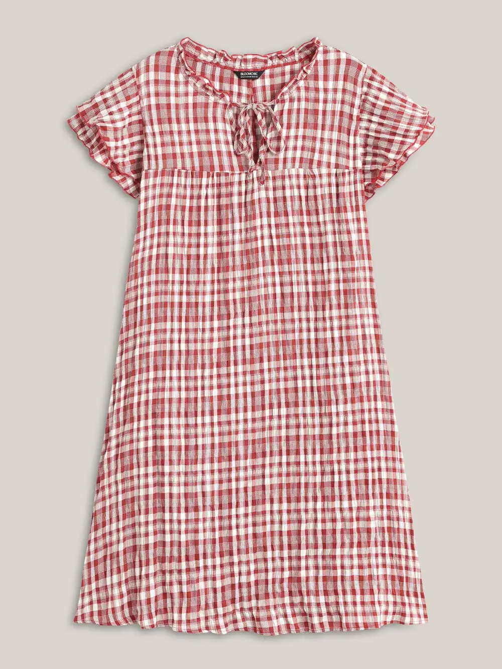 Sweet Plaid Pattern Pockets Midi Dress