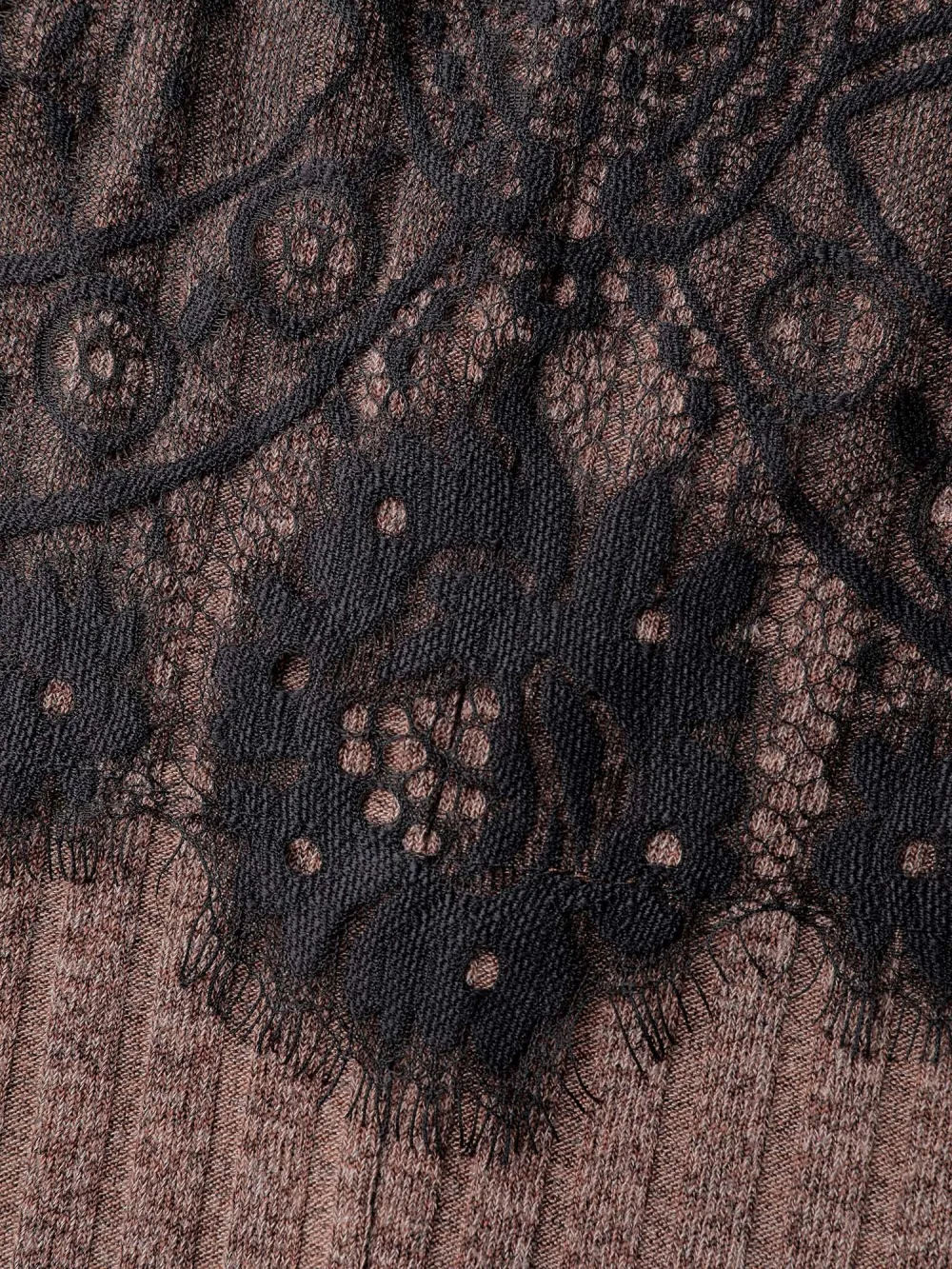 Heather Lace Ribbed Pockets Midi Dress