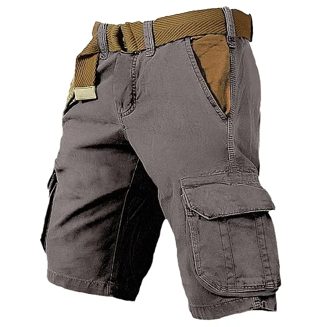 Men's Cargo Shorts Shorts Hiking Shorts Multi Pocket Plain Wearable Short Outdoor Daily 100% Cotton Designer Casual ArmyGreen Black