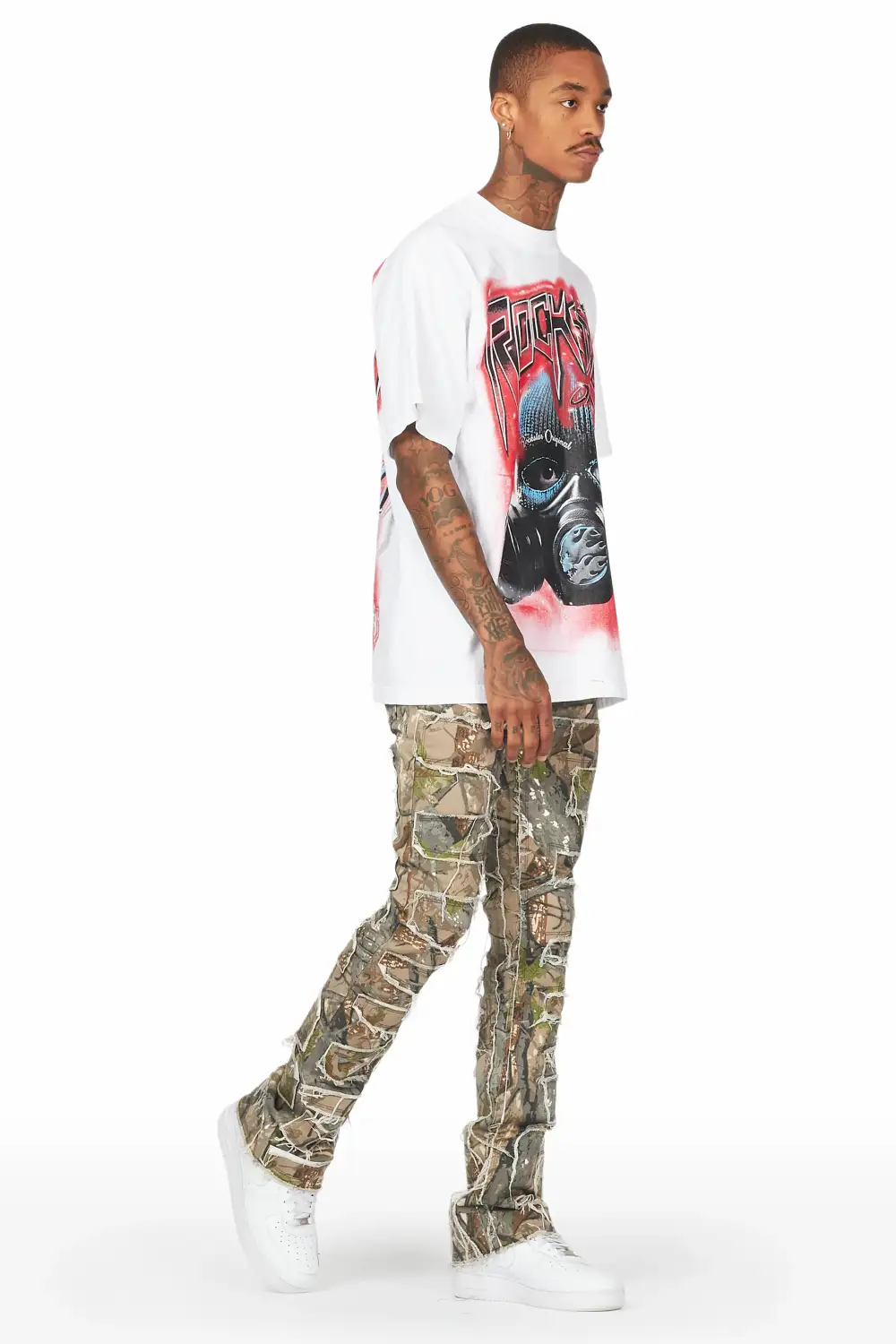 Shake Brown Tree Camo Stacked Flare Jean