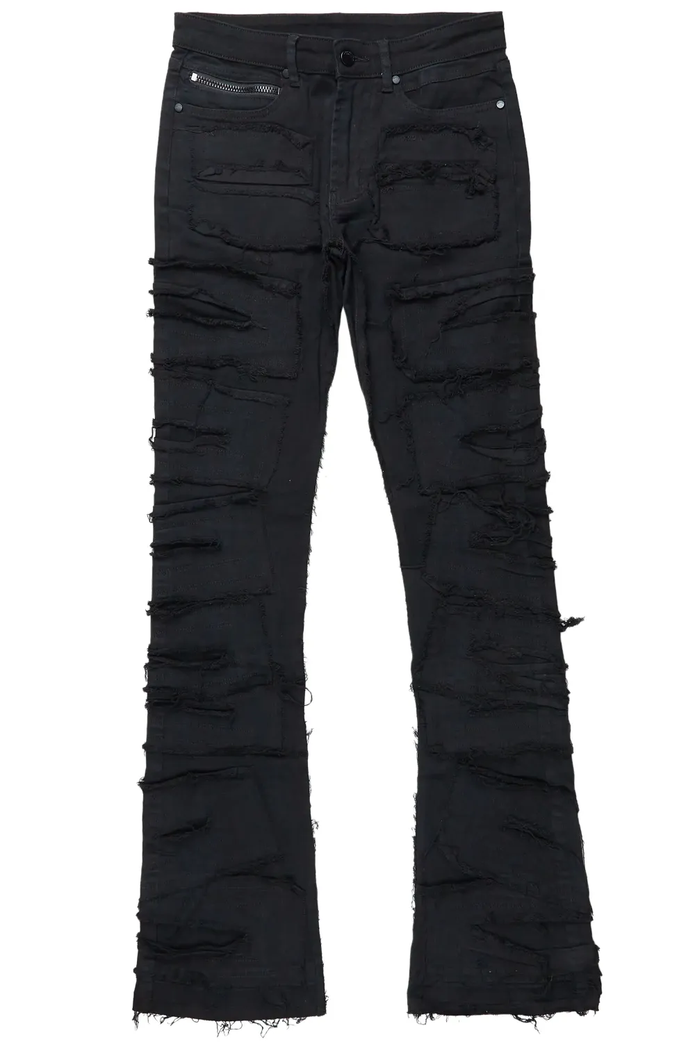 Wayland Black Stacked Flare Jean