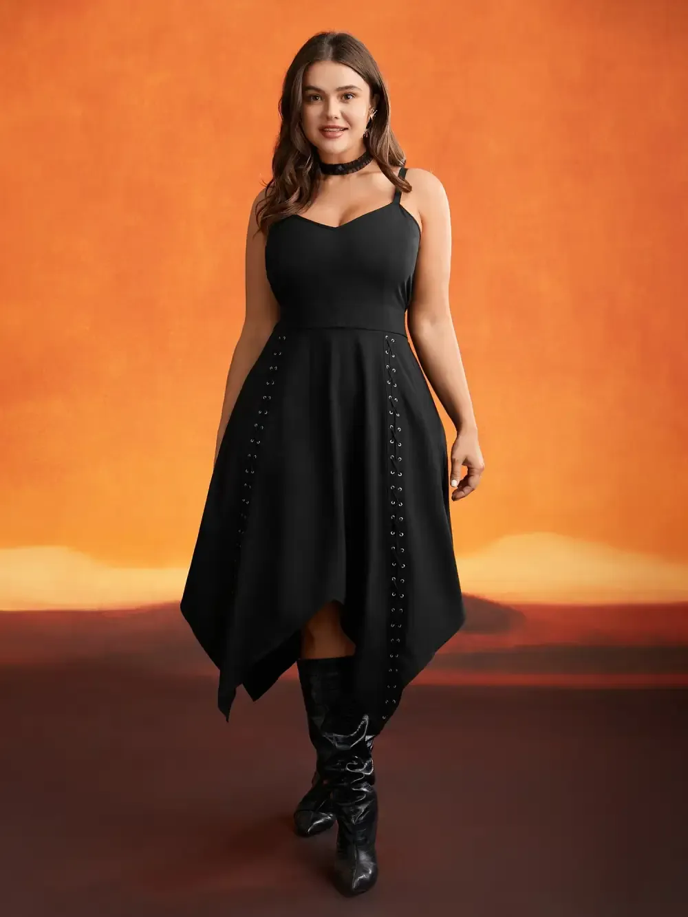 Mystic Irregular Lace Up Midi Dress