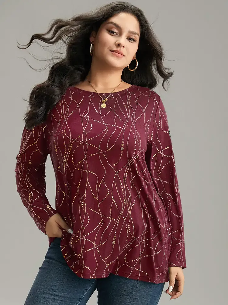 Polka Dot Contrast Round Neck T-Shirt