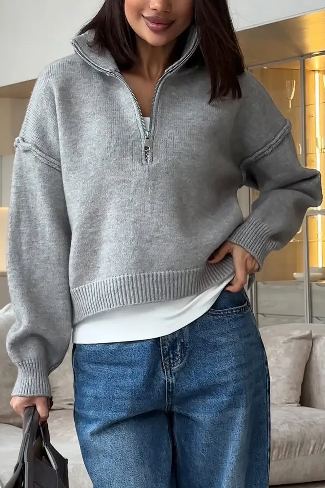 Women's Solid Color Zipper Top