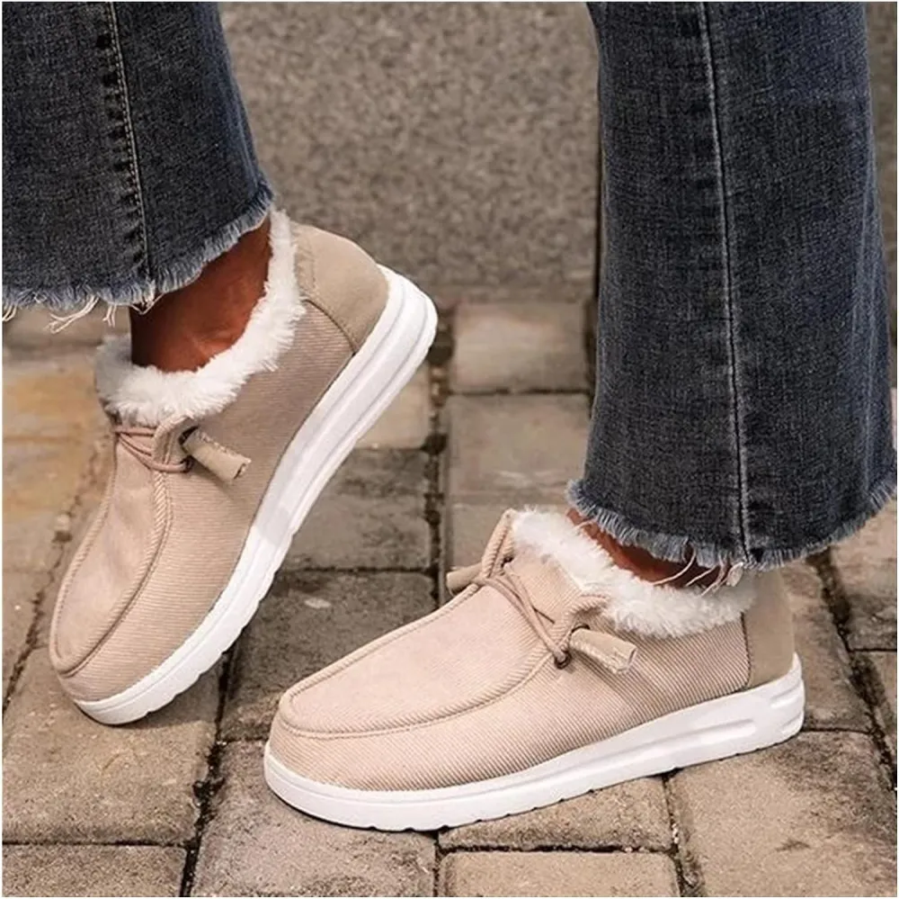 Women's Winter Warm Wendy Shoes Fleece Lined Boat Shoe Slip On Comfort Shoes,Womens Lace Up Loafers Flats Shoes (Come With Christmas socks) (Color : E, Size : EU/CN 42)