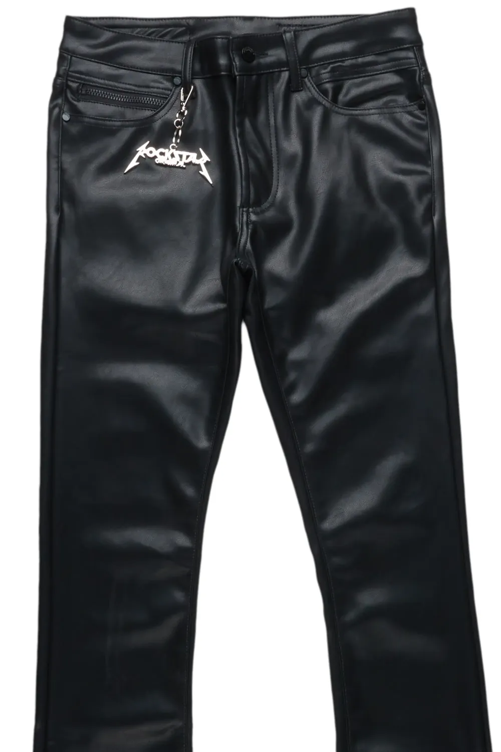 Ricky Black Faux Leather Stacked Jean