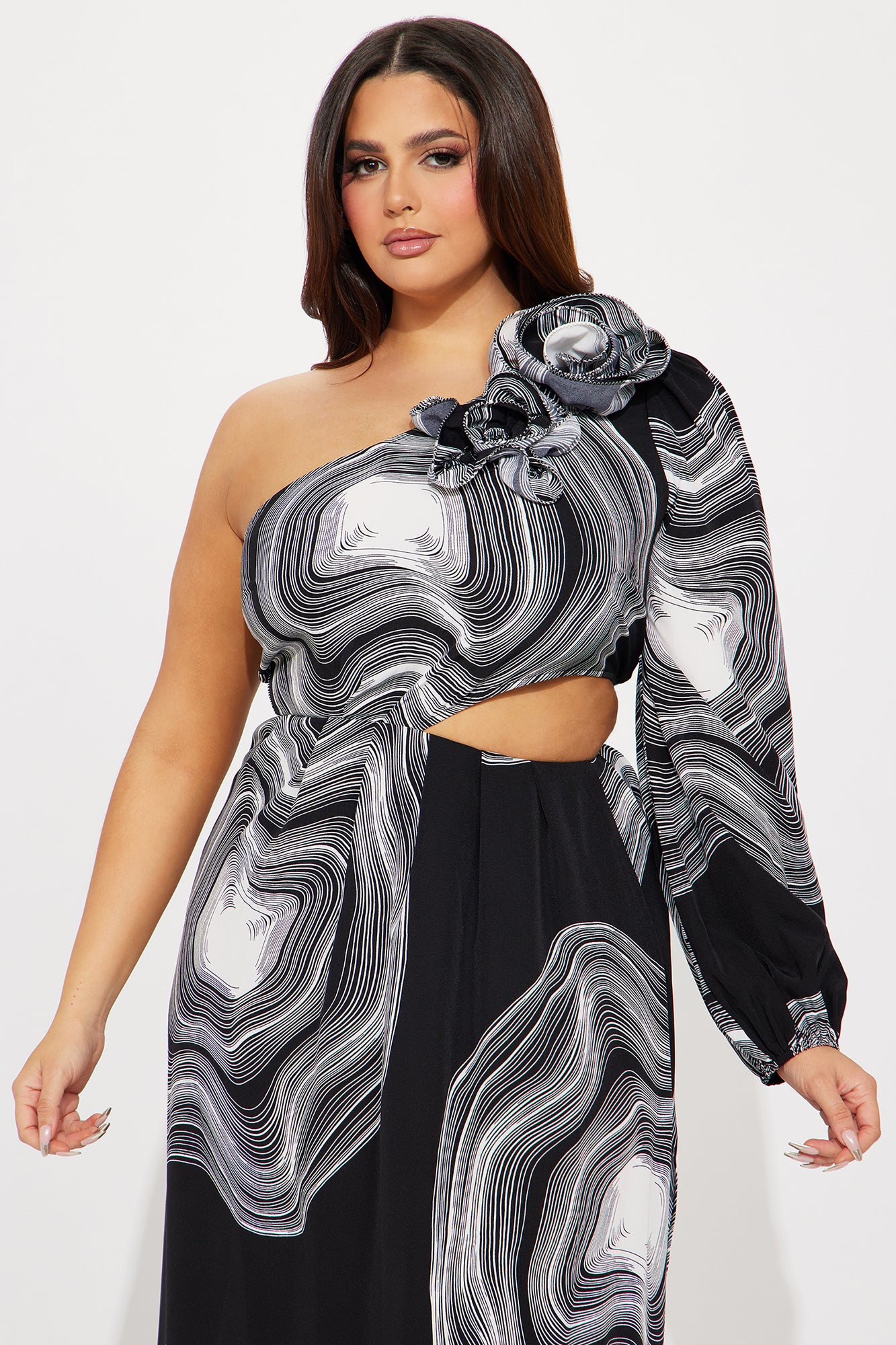 Bowie Printed Maxi Dress - Black/White