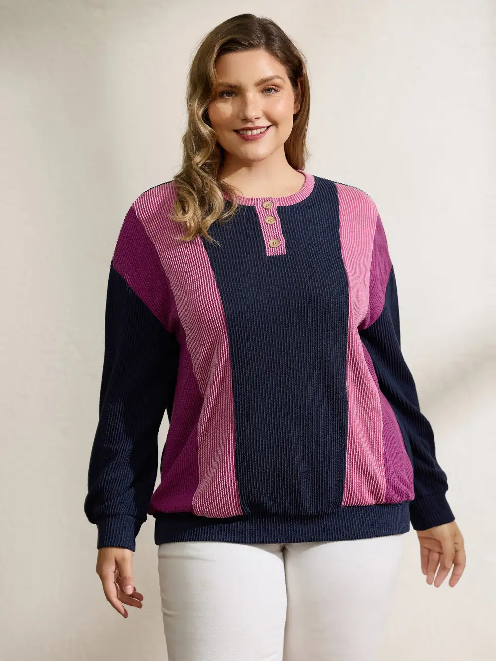 Color Contrast Relaxed Fit Spliced Sweatshirt