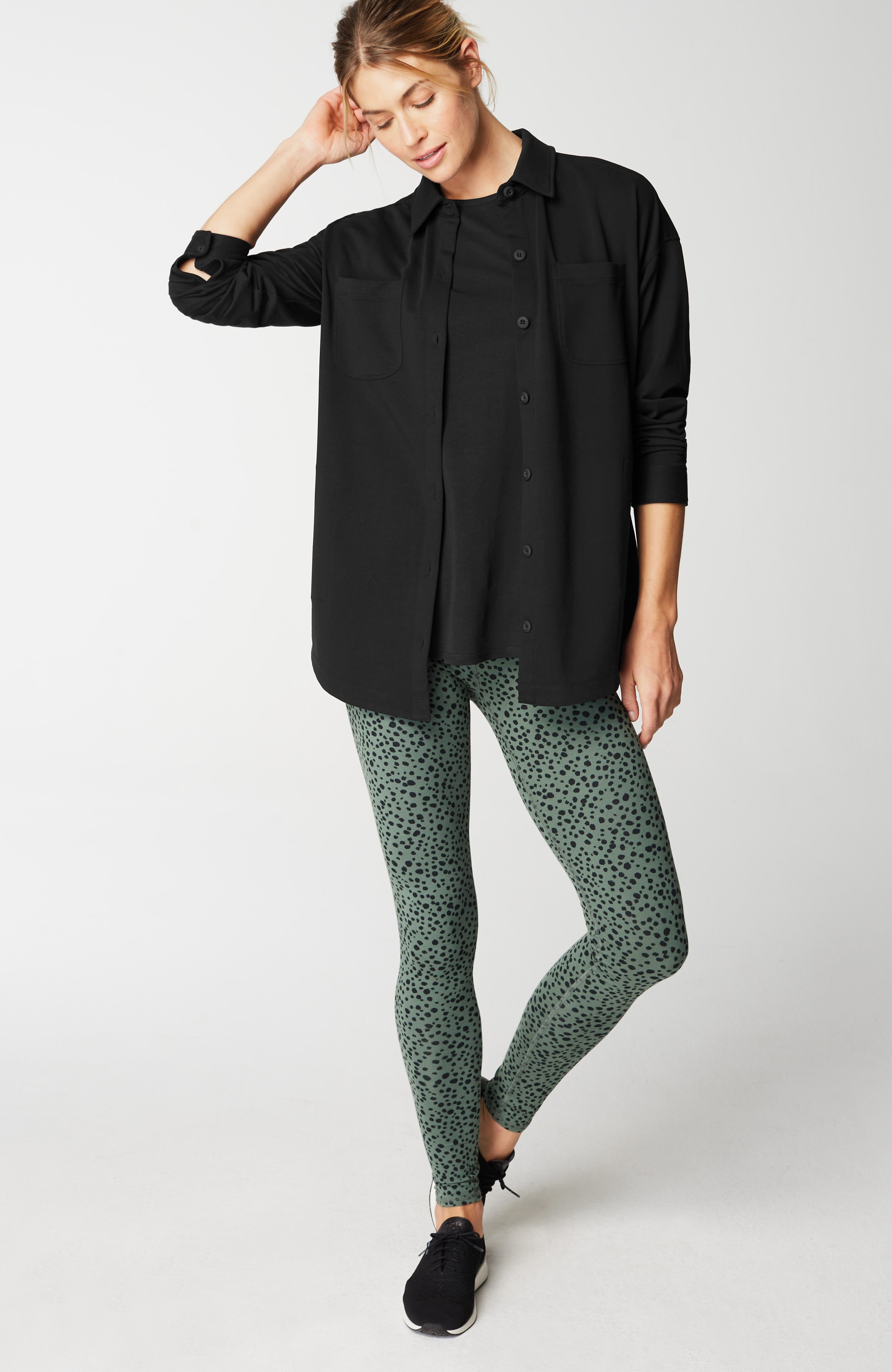 Fit French Terry Button-Front Shirt Jacket