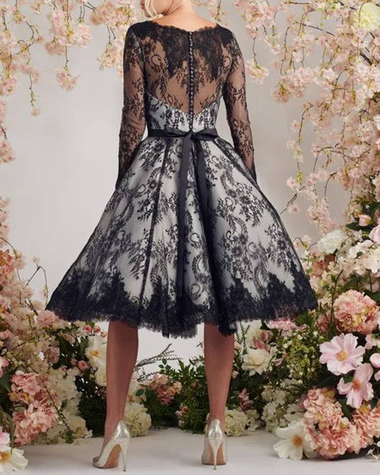 MIDI DRESS LACE SHEER GOWN