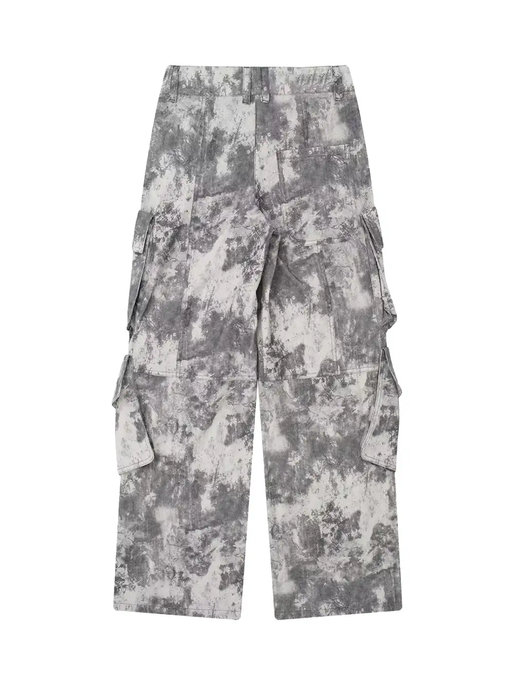 French Loose Pocket Printed Mid-rise Cargo Pants
