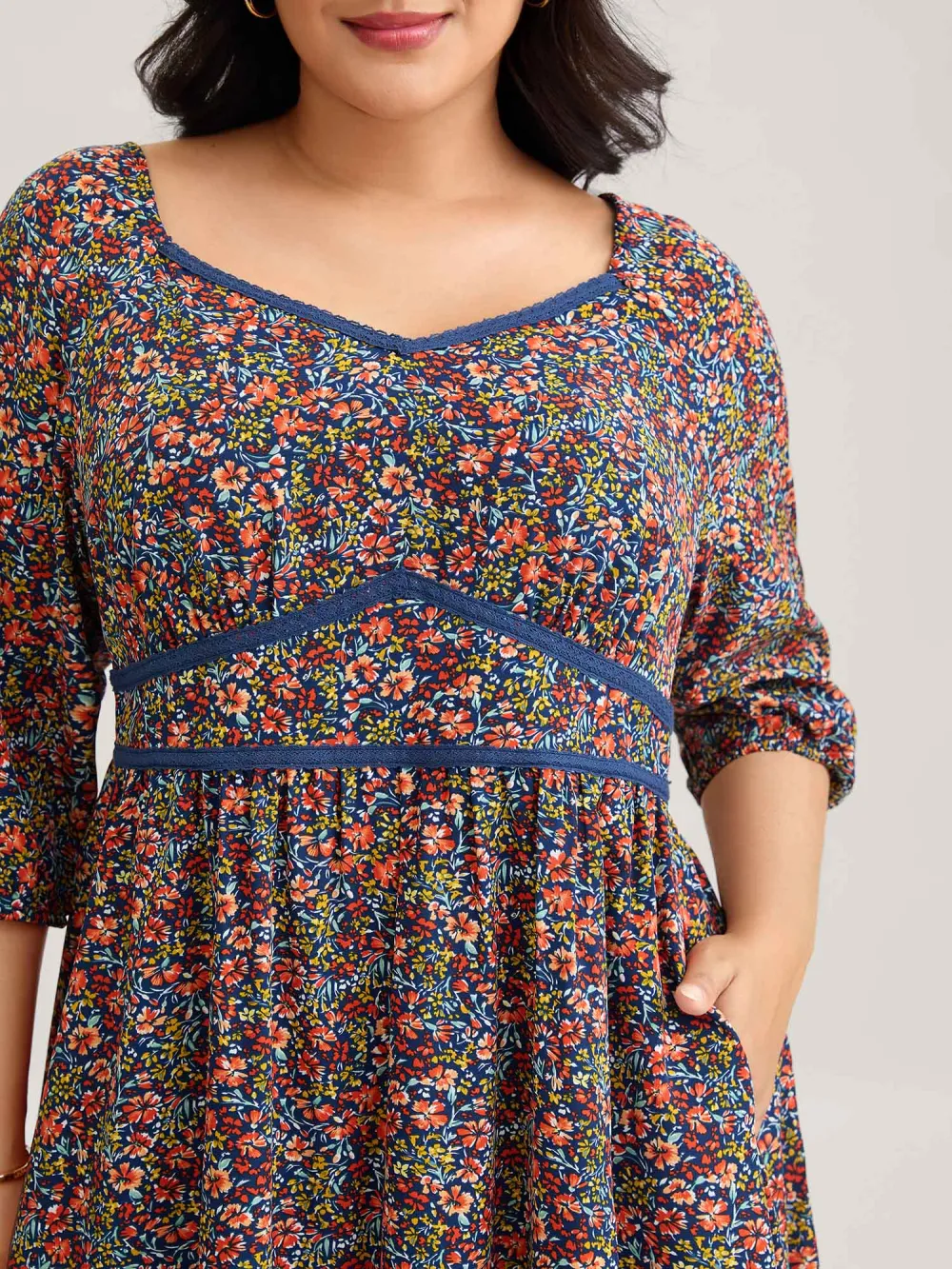 Ditsy Floral Woven Ribbon Maxi Dress