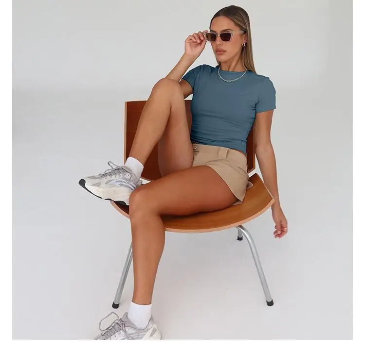 Women's Slim Fit Crop Top – Casual Y2K Streetwear Tee for Summer