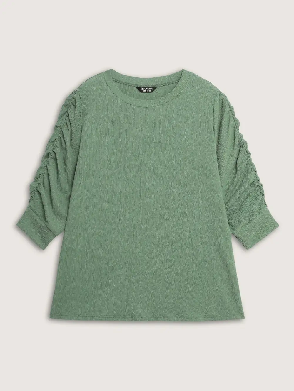 Textured Stretchy Three-Quarter Sleeve T-Shirt