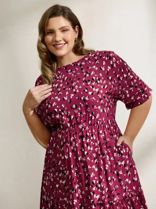 Leopard Print Backless Tie Pockets Midi Dress