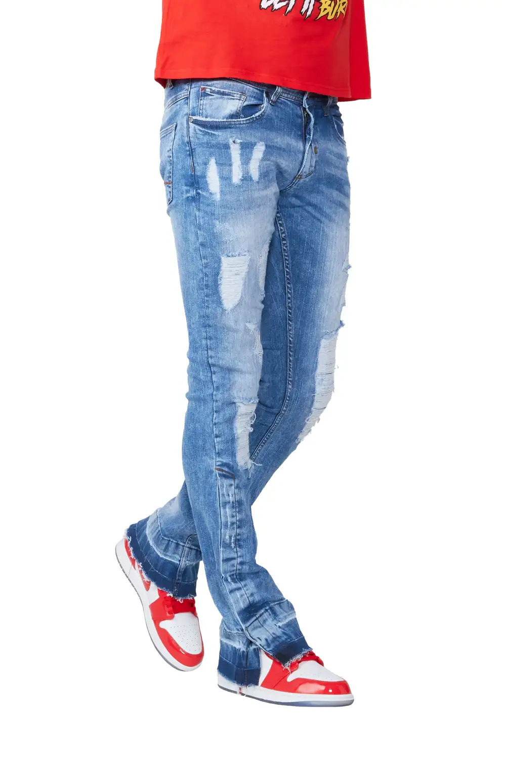 Zaul Blue Stacked Flare Jean