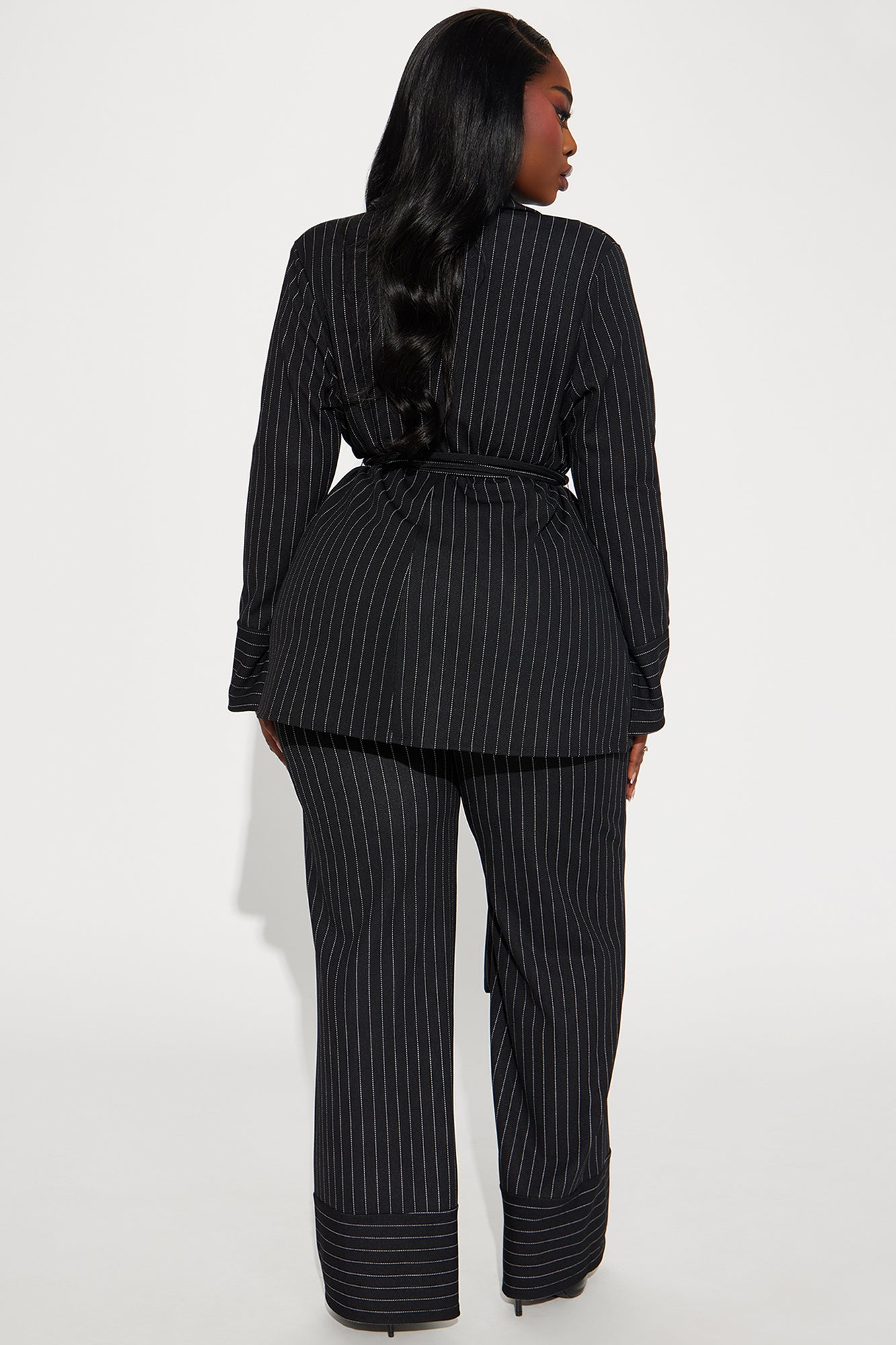 Next Level Pinstripe Pant Set - Black/combo