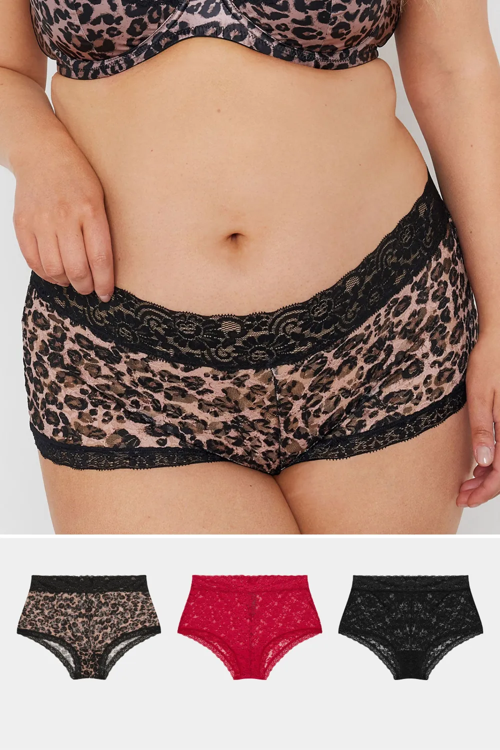YOURS 5 PACK Curve Black Cotton High Waisted Full Briefs
