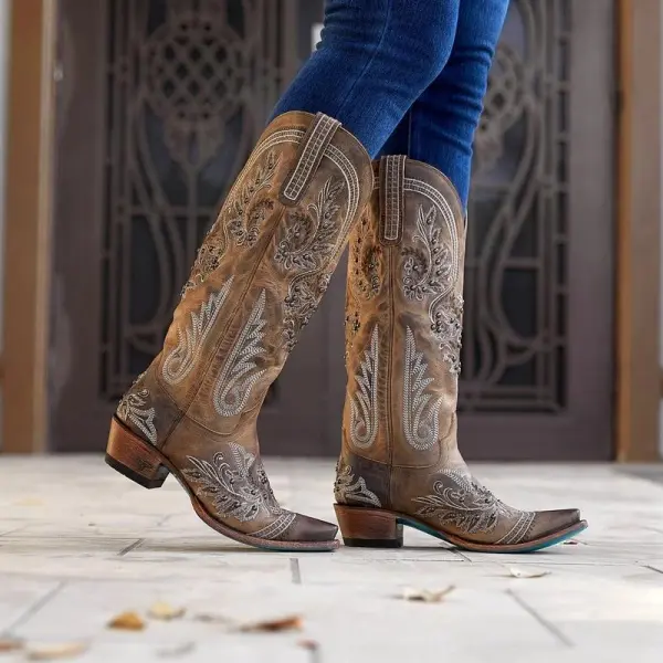 Rivet Block Heel PU Knee-High Boots Vintage Women Boots（ Clearance Sale）