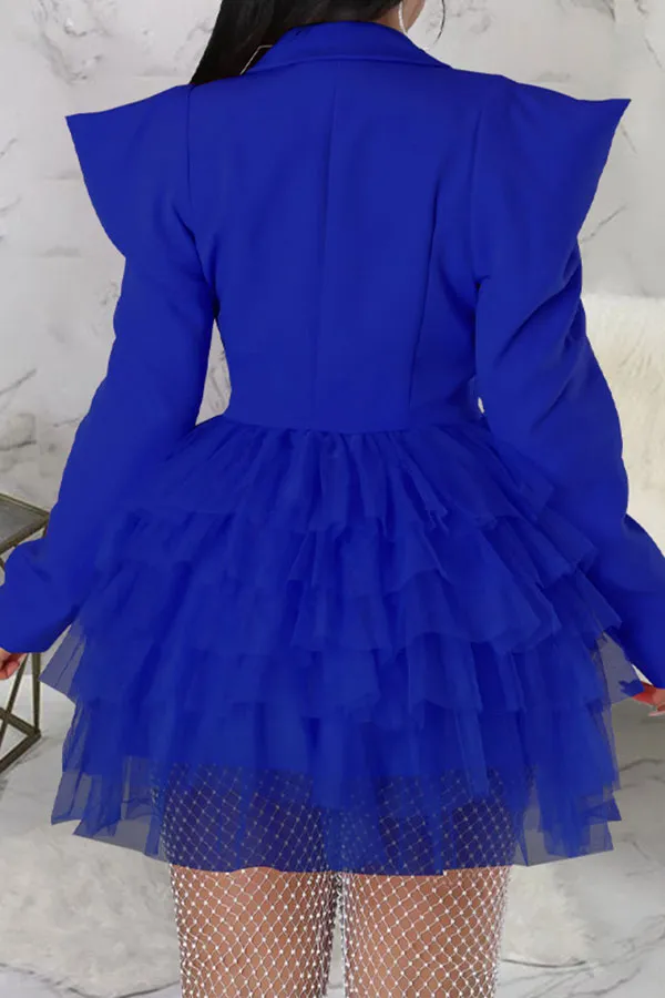 Mesh Patchwork Sweet Tiered Mini Dress